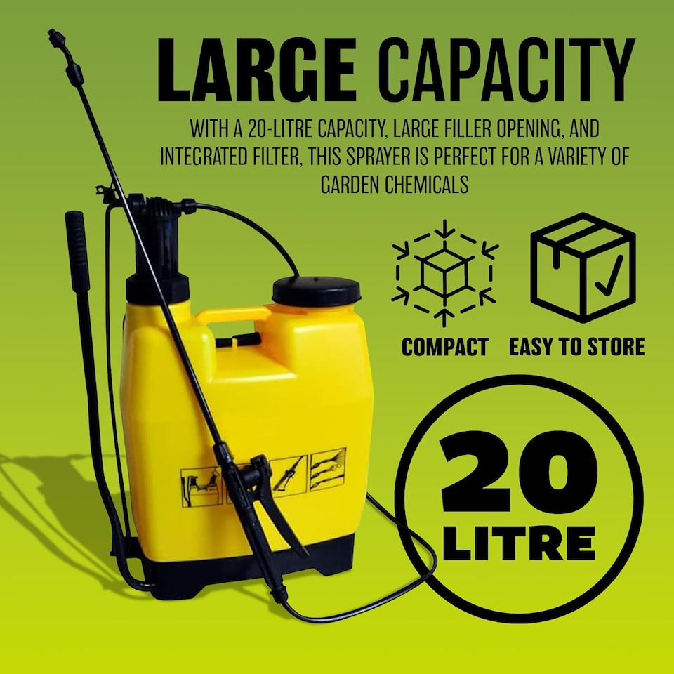 image 1 of 20l Knapsack Pressure Sprayer Water Spray Bottle Backpack Garden Cleaning Weed Remover