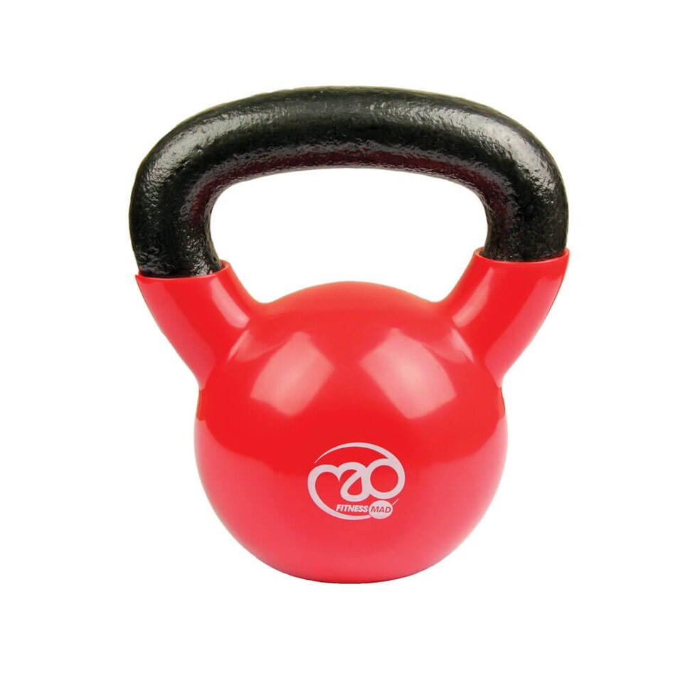 image 1 of Fitness Mad 10kg Cast Iron Kettlebell – Red Vinyl Coated | Red | Red | Not provided