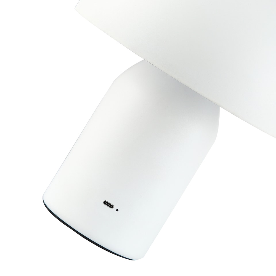 image 1 of Modern Rechargeable Mushroom Table Lamp in Mat White with Touch Dimmer Button | White