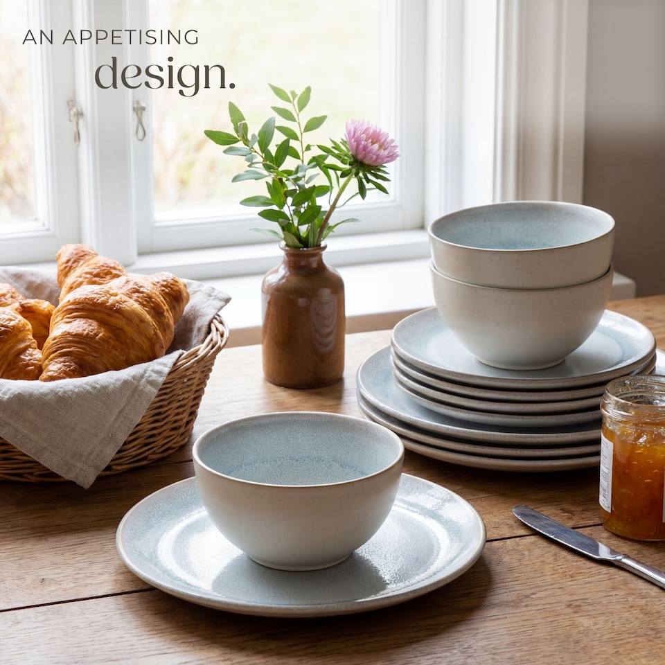 image 1 of Dinner Set Mare in Glazed Stoneware for 6 People, Microwave- and Dishwasher-Safe | Grey | grey | 1