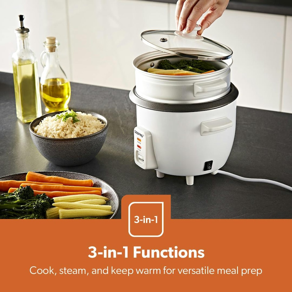 image 1 of GEEPAS 300W Rice Cooker & Steamer with Keep Warm Function, 0.6L