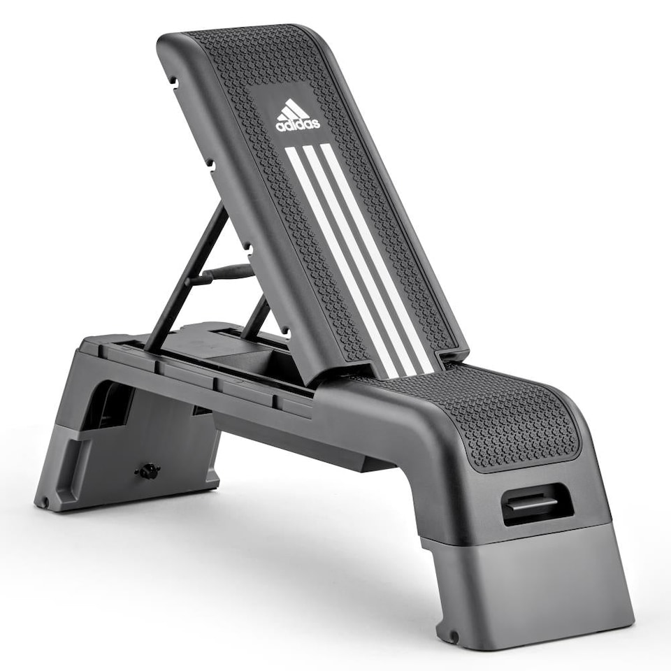 image 1 of Adidas HIIT Deck - Configurable HIIT Step and Weight Bench, Resistance Tube and Skipping Rope Included, Black. | Black | BLACK | adult