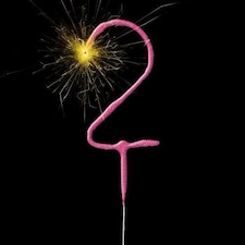 Pink Number 2 Non Hand Held Sparkler 17cm