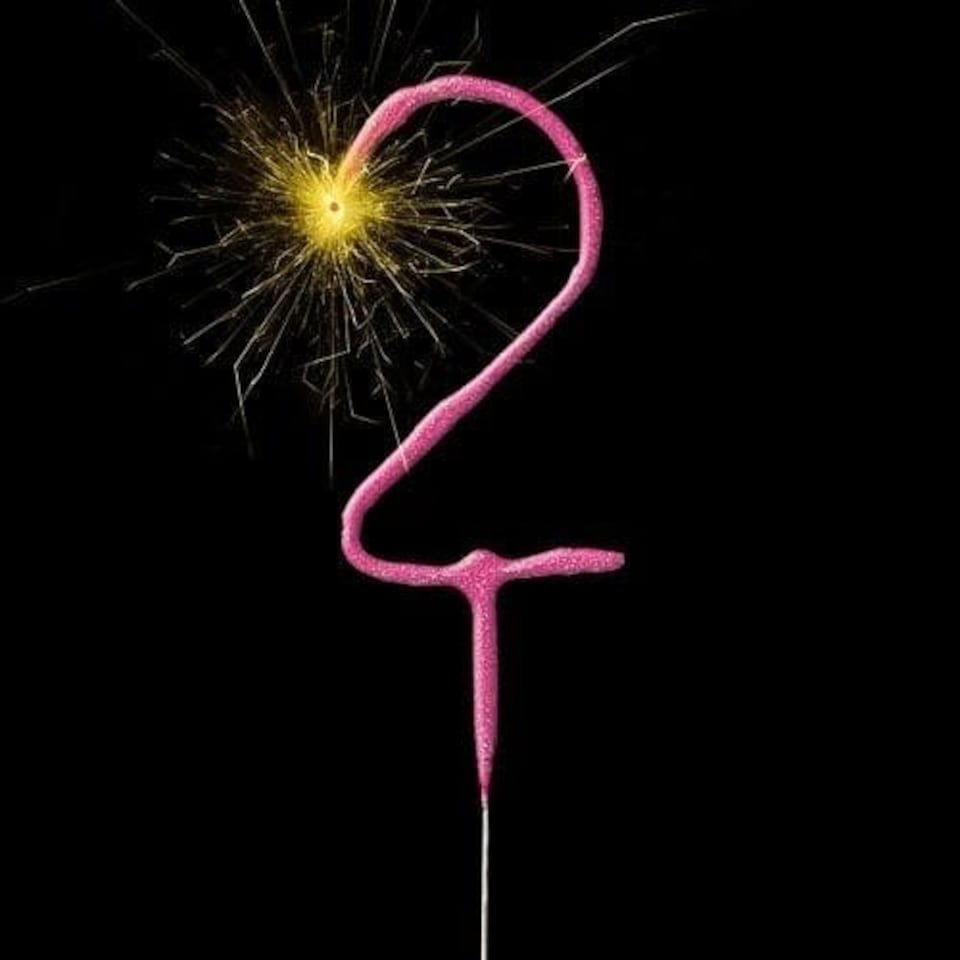 Pink Number 2 Non Hand Held Sparkler 17cm