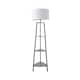 image 1 of ValueLights Hiru Grey 3 Tier Shelf Floor Lamp White Shade | White