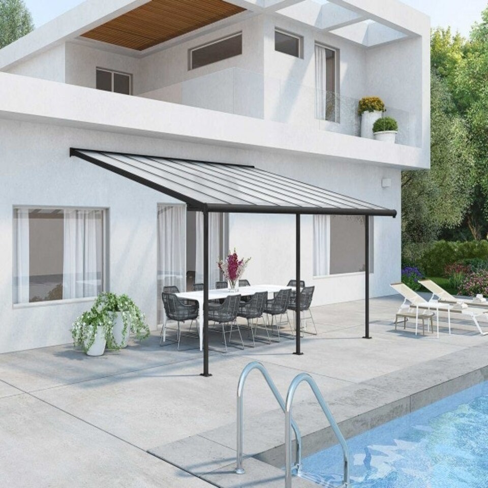 image 1 of Patio Cover Sierra 3 x 5.46 Clear - Polycarbonate - L555 x W299 x H305 cm - Grey Grey