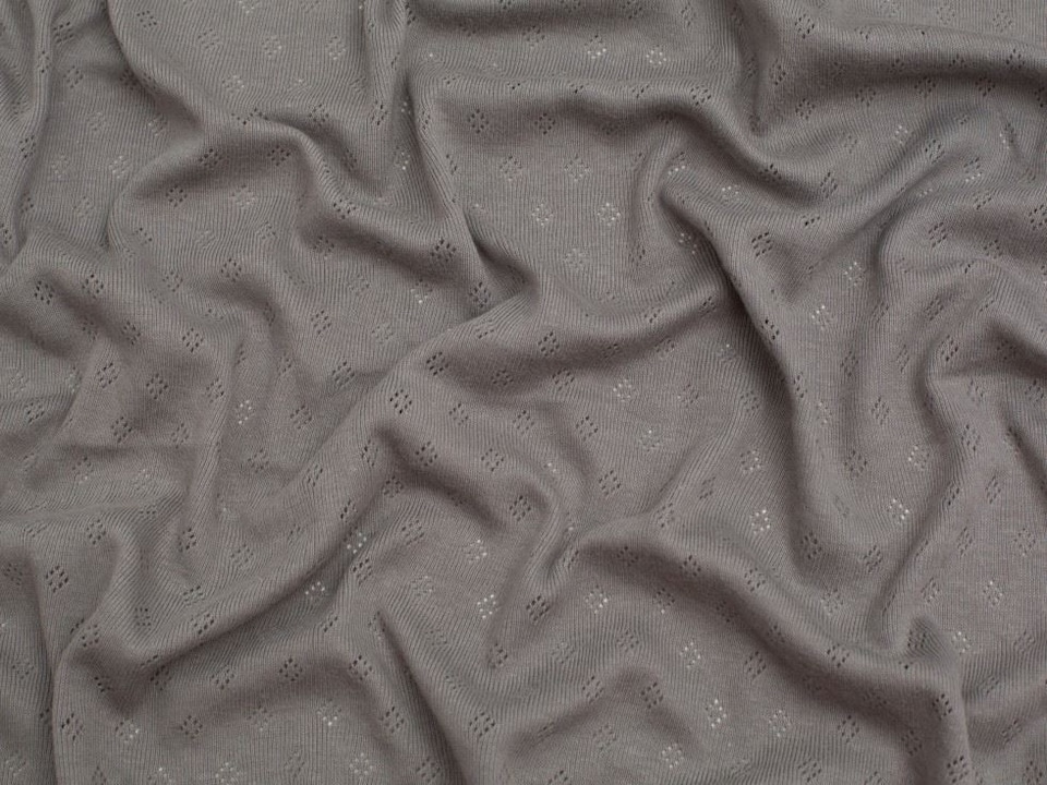 Minerva Core Range Silver Pointelle Jersey Stretch Knit Fabric for Dressmaking, 150cm / 59" Wide - per metre