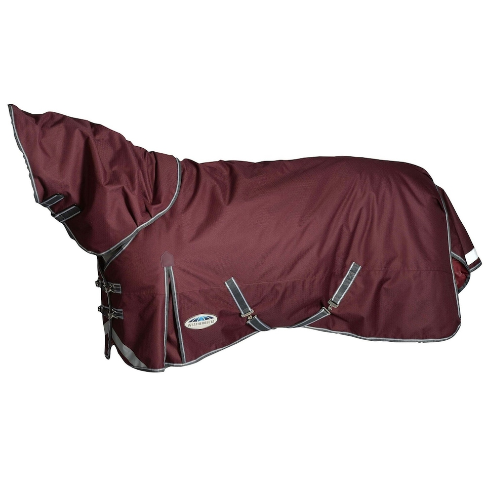 image 1 of Weatherbeeta Comfitec Plus Dynamic II Detachable Neck Lightweight Horse Turnout Rug - Maroon/Grey/White - 6´ 5"