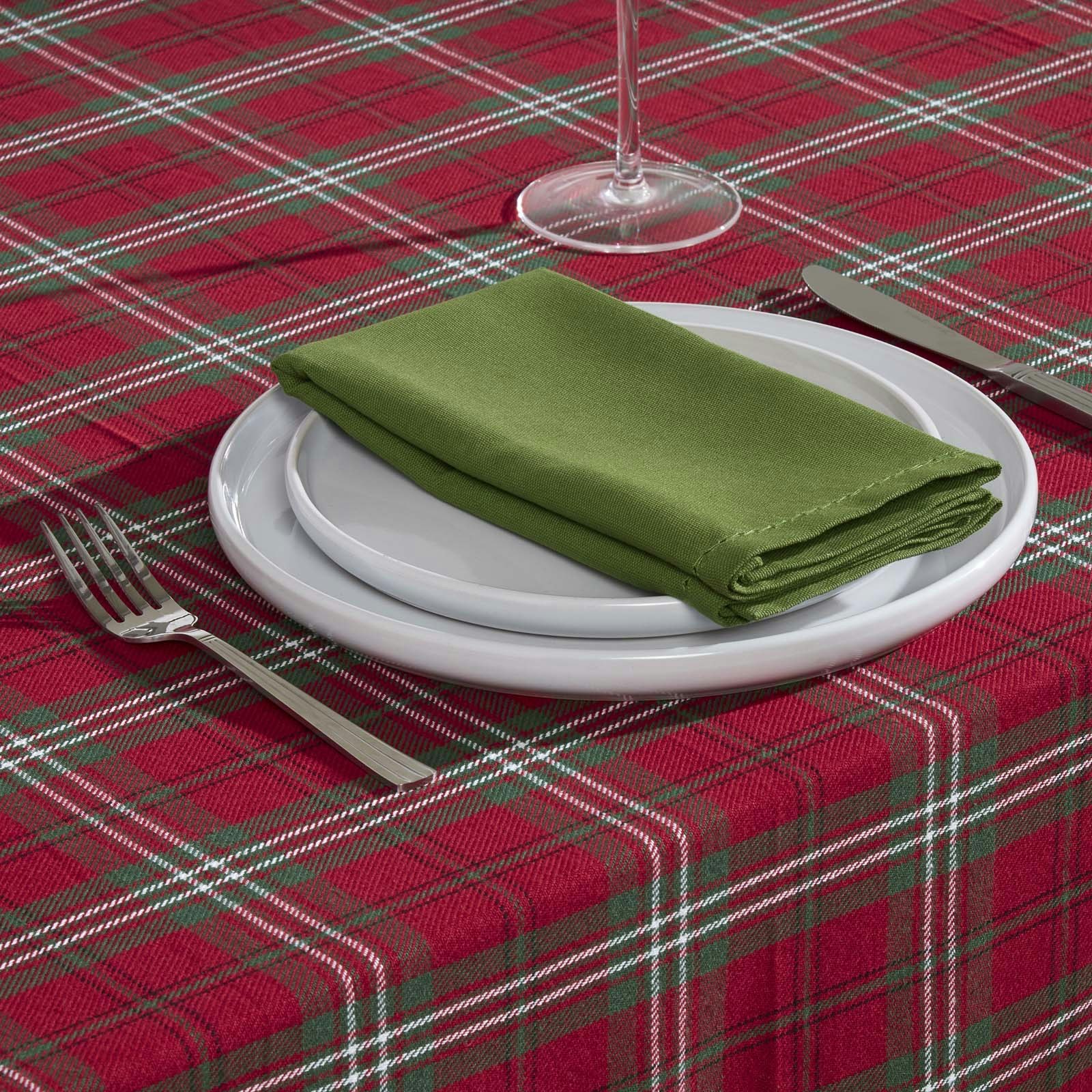 Homescapes - Set Di 2 Tovagliette Americane Natale - Tartan Edward - 100% Cotone 30x45 Cm - Rosso, Verde, Bianco
