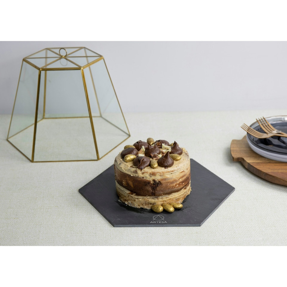 image 1 of Artesá Glass Serving Cloche with Slate Base