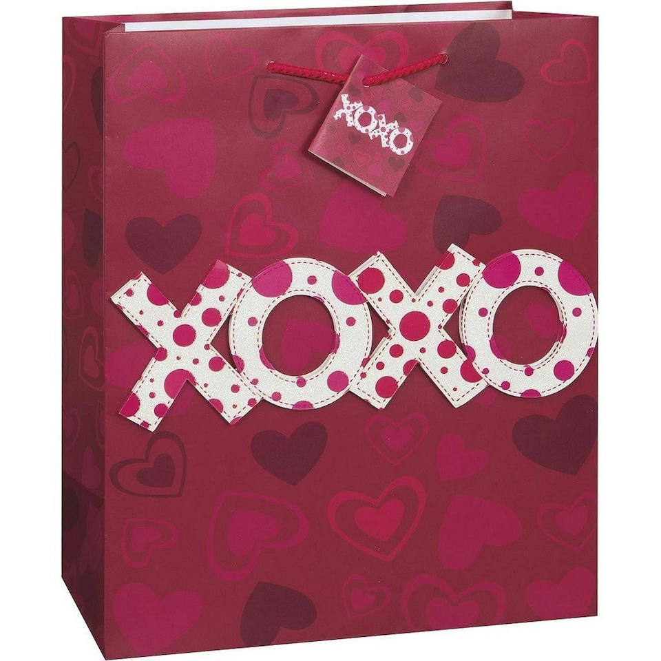 Unique Party Xoxo Valentine Gift Bag - Red/White - One Size