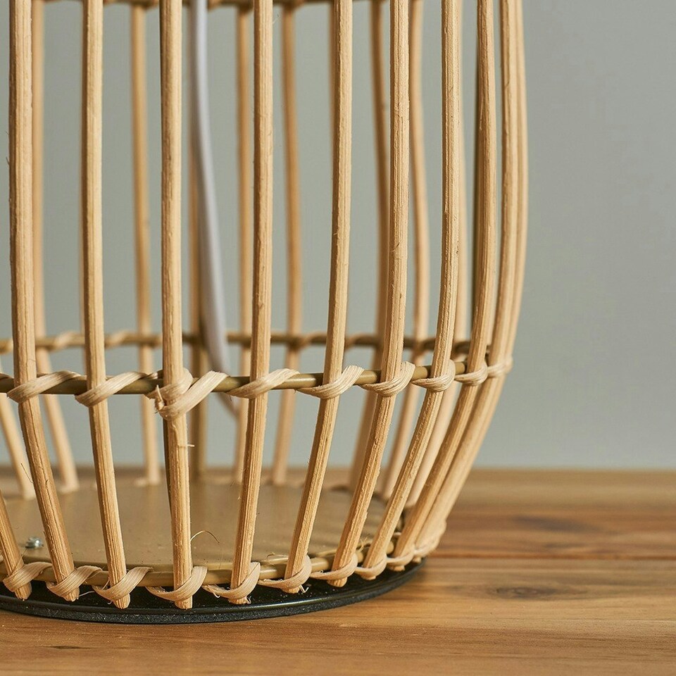 image 1 of ValueLights Contemporary Large Natural Rattan Cylinder Table Lamp Base