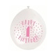 image 2 of Unique Party Happy 1st Birthday Latex Balloons (Pack of 10) - Pink/White - One Size
