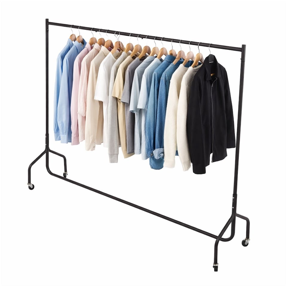 image 1 of 6ft Garment Clothes Rail Super Heavy Duty All Metal Black | Black