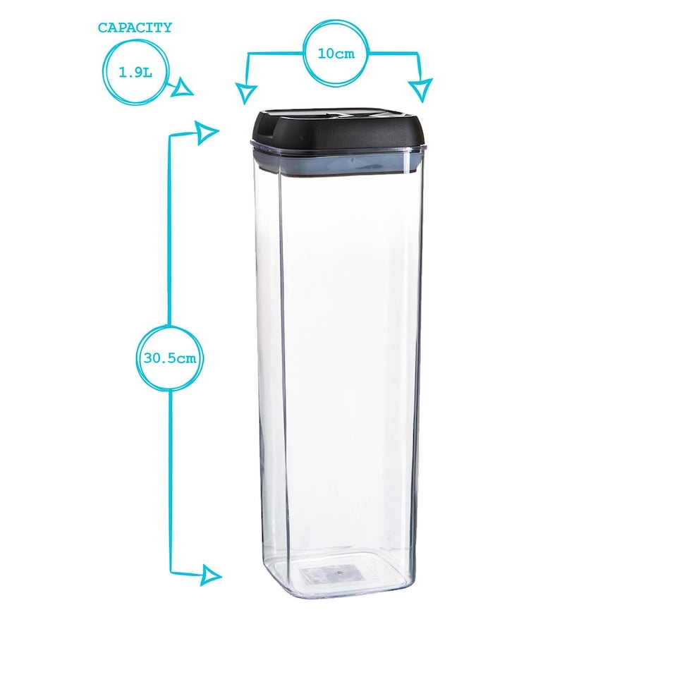 image 1 of Argon Tableware 3x Food Storage Containers - 1.9 Litre - Grey Airtight Plastic Storage Pantry Food Organiser with Flip Lock Lid