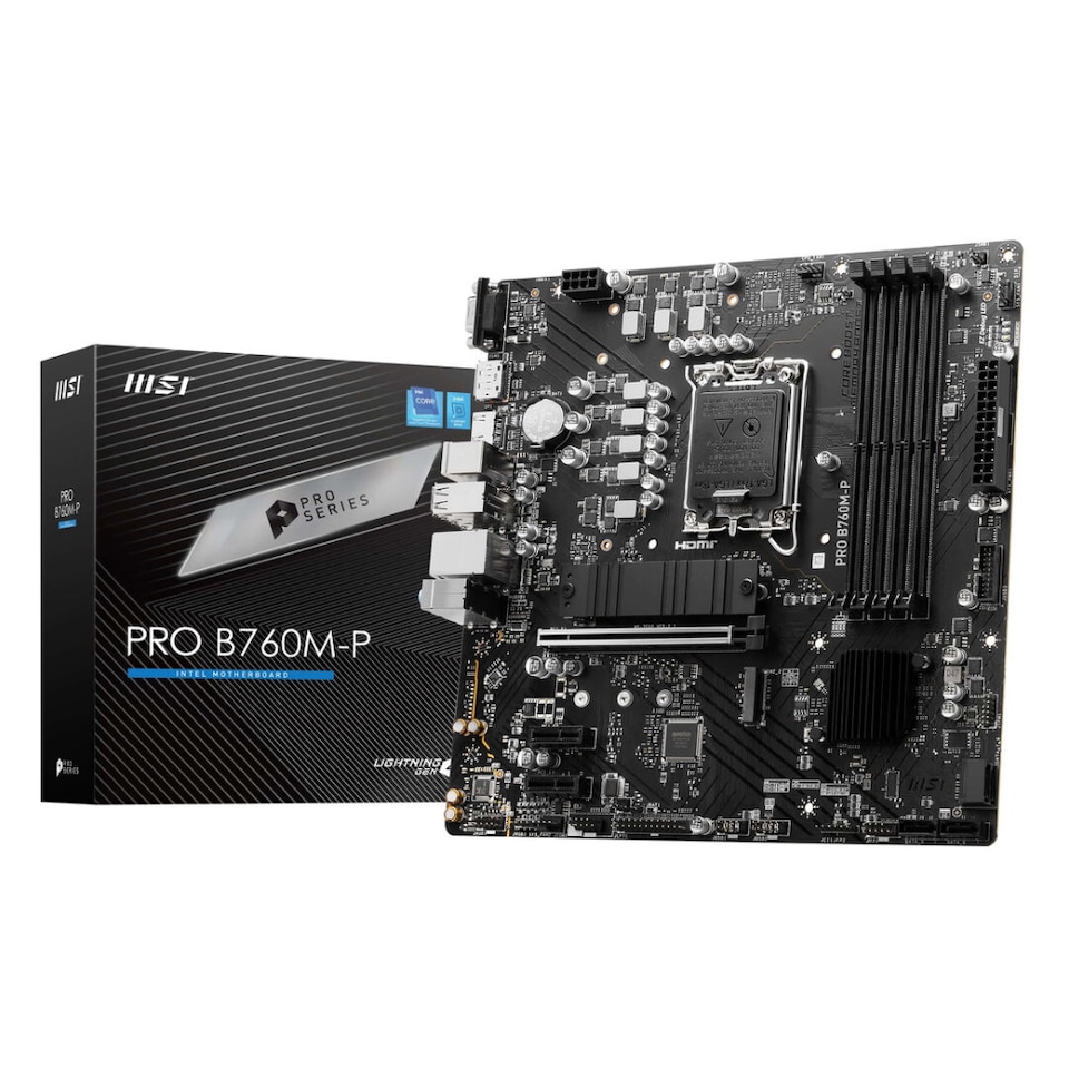 image 1 of MSI Intel B760 PRO B760M DDR5 LGA 1700 DDR5 microATX PCIe 4.0 (x16) Motherboard
