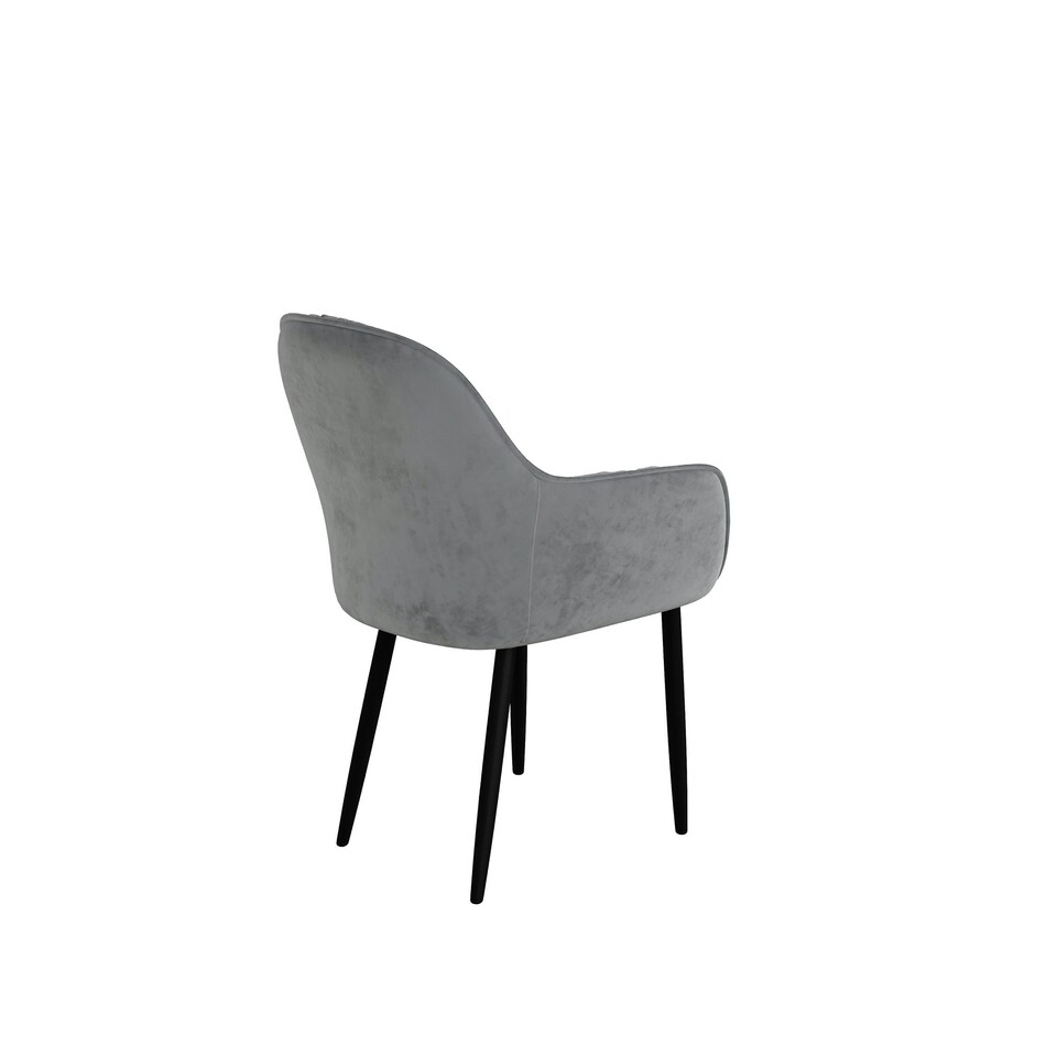 image 1 of Set Of 2 Anika Modern Velvet Dining Chair Padded Seat Metal Legs (Grey) | Grey | Grey | One Size