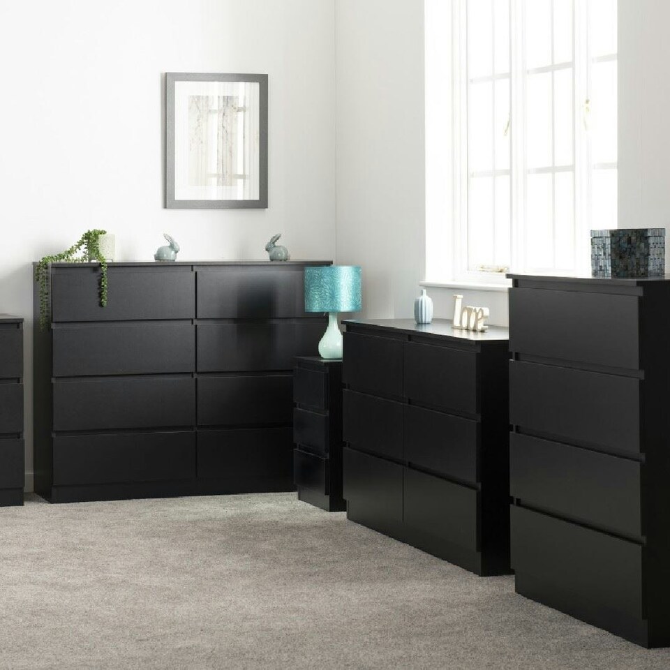 image 1 of Pair of Malvern 3 Drawer Bedside Tables Black