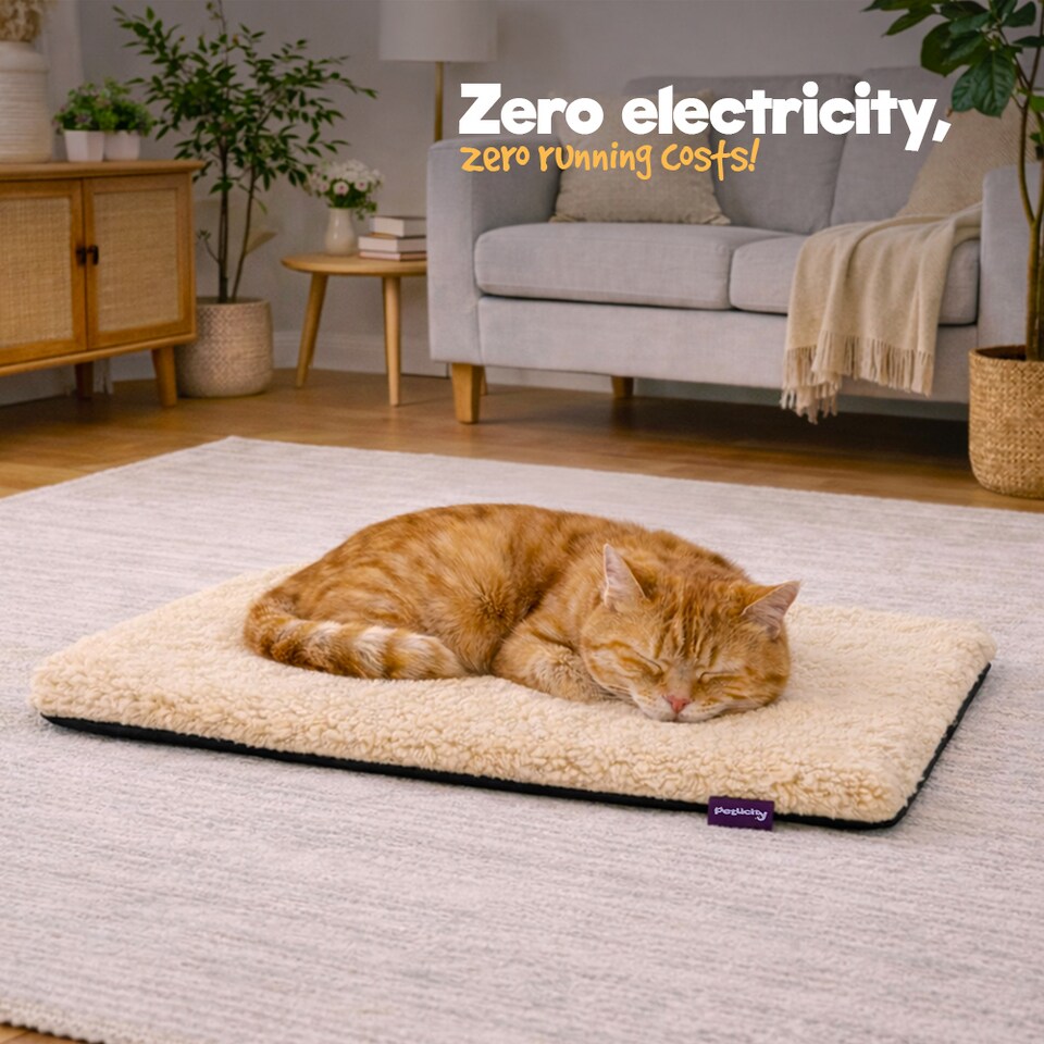 image 1 of Petlicity Self Heating Pet Bed 60x45cm - No Electricity Required - Machine Washable - Beige