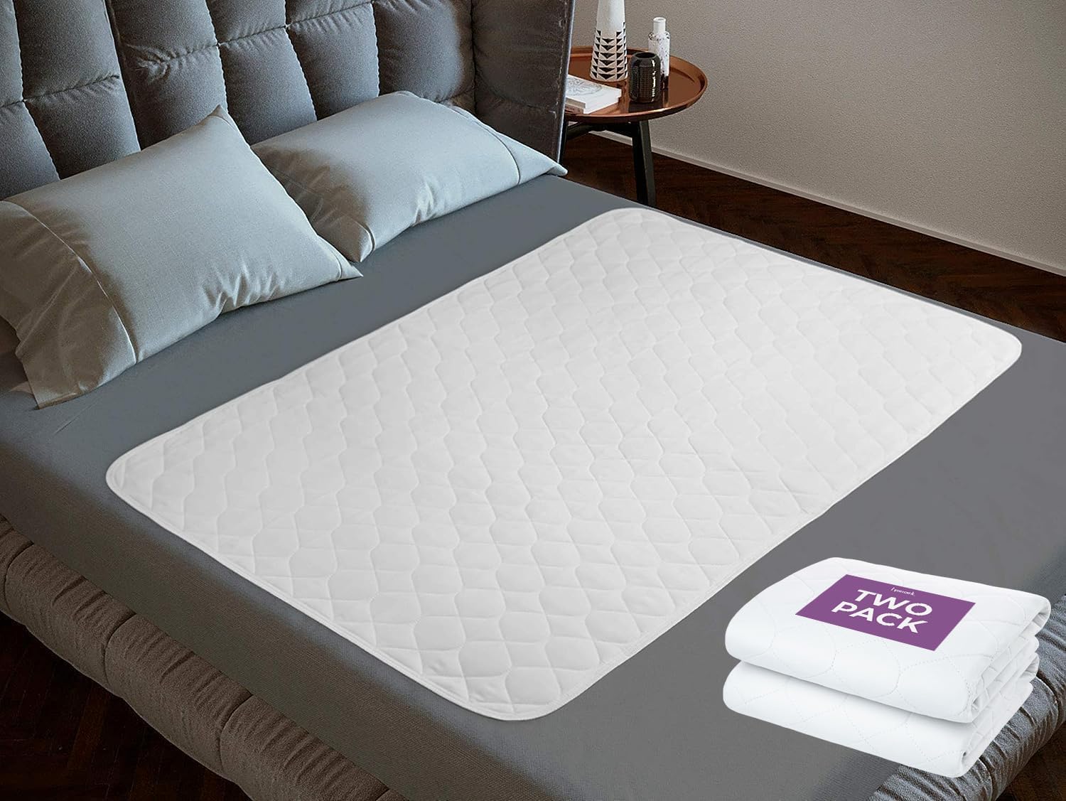 Lynmark 2x Washable Incontinence Bed Pads Without Tucks, Absorbs Up to 2000ml, 135x85cm | White | 2 pack | 2