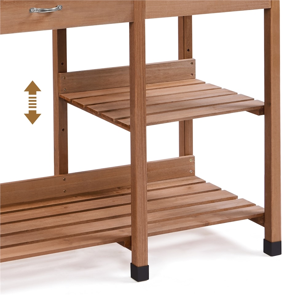 image 1 of Yaheetech Outdoor Garden Potting Bench with Sink | Brown | One Size