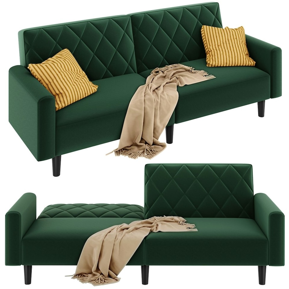 image 1 of Yaheetech Upholstered Couch w/ Adjustable Backrest Green