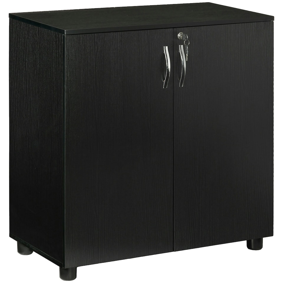 image 1 of Vinsetto 2-Tier Locking Filing Cabinet Office Storage Cabinet, Black