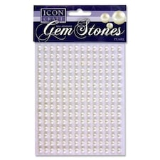 Pack of 210 Pearl White Self Adhesive 6mm Gem Stones by Icon Craft