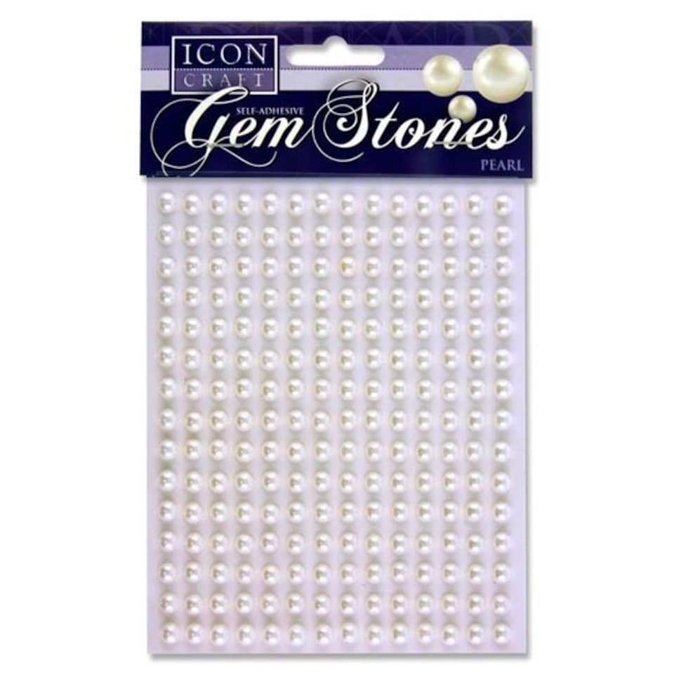 Pack of 210 Pearl White Self Adhesive 6mm Gem Stones by Icon Craft