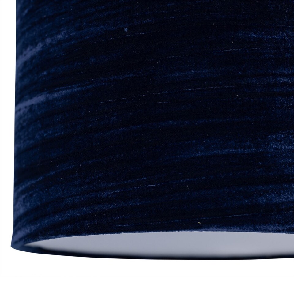image 1 of Chrome Angled Floor Lamp with Navy Blue Crushed Velvet Shade | Chrome | Blue | Small | 1