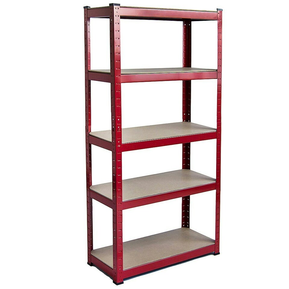 image 1 of Home Vida 5 Tier Garage Shelf Heavy Duty Boltless Shelving Storage Unit, Large, Red
