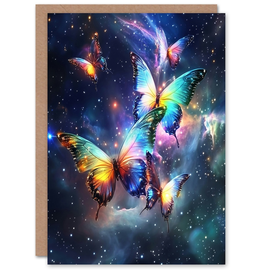 image 1 of String Theory Cosmic Butterflies Space Starscape Birthday Greeting Card