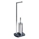 image 2 of Showerdrape Octavia Grey Marble & Chrome Toilet Roll Holder & Toilet Brush Combination