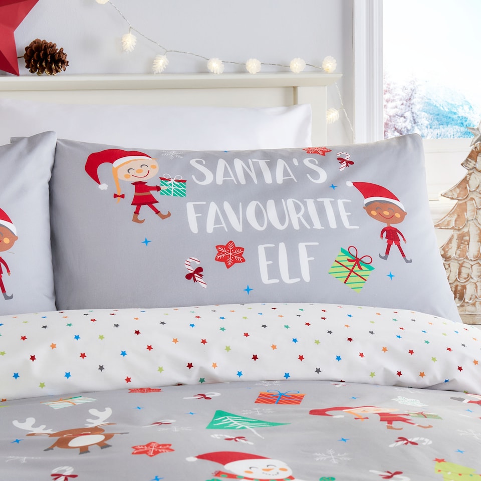 image 1 of Fusion Elf & Santa Duvet Cover Set Grey