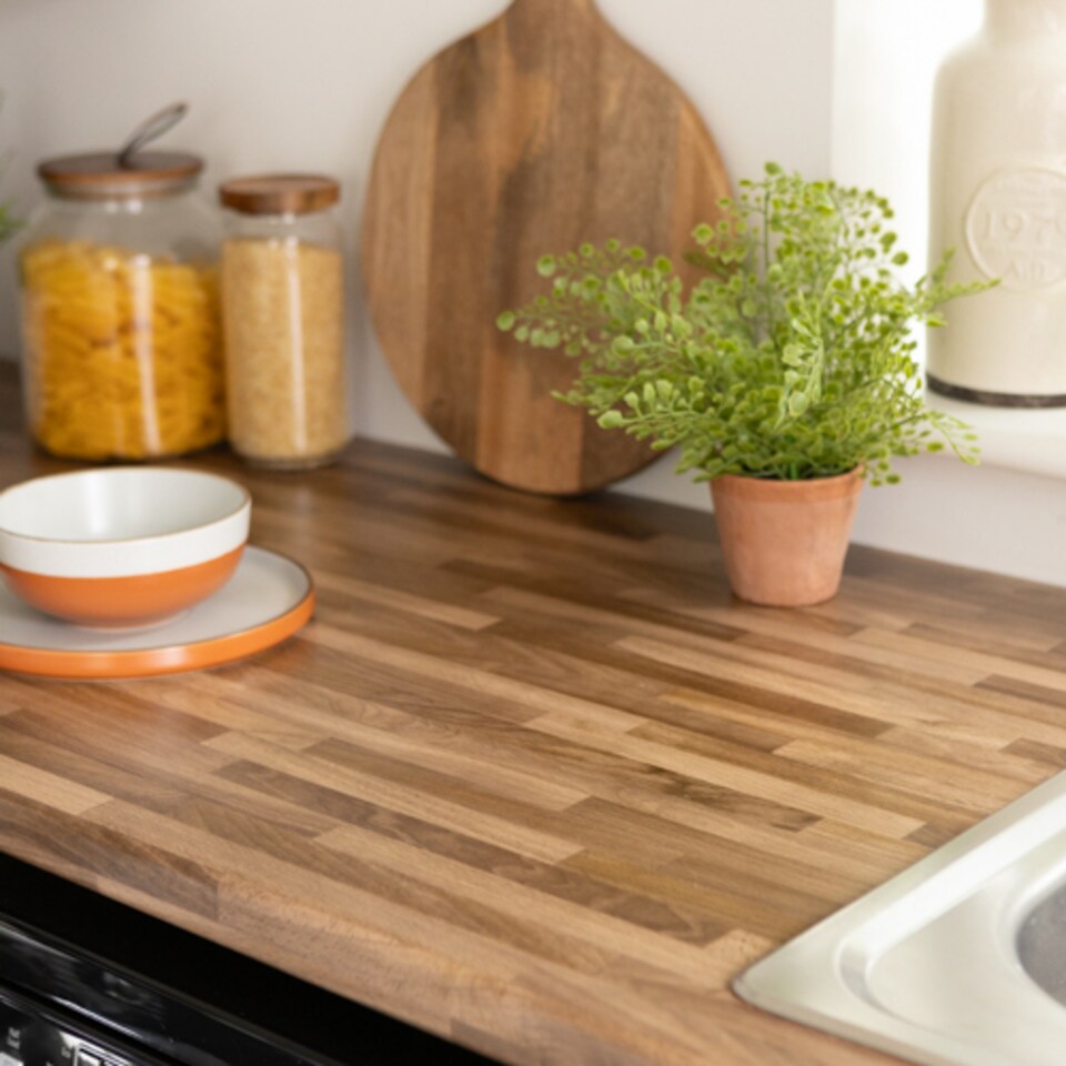 Sticky Back Plastic Walnut Block Wood Effect Kitchen Self-adhesive