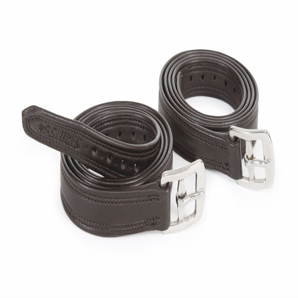 image 1 of Shires Easy Care Non Stretch Stirrup Leathers Brown | 61