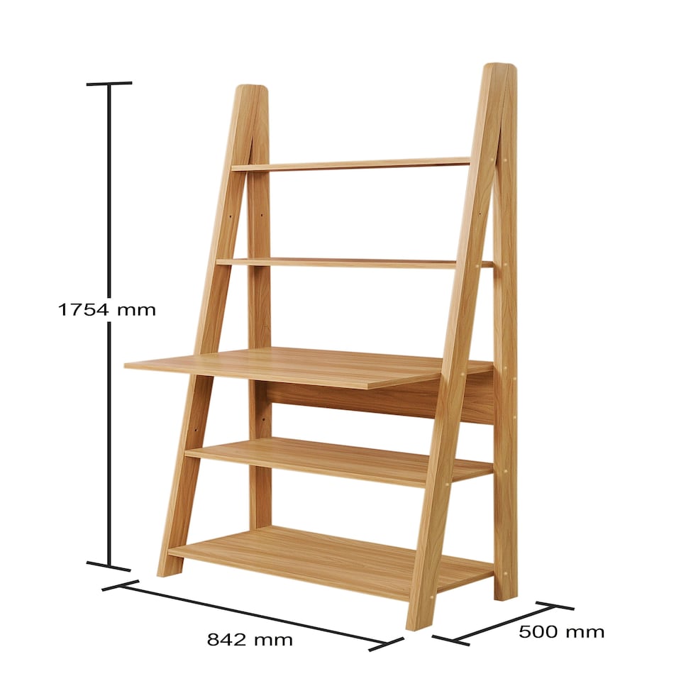 image 1 of Ladder Bookcase Desk 5 Tier