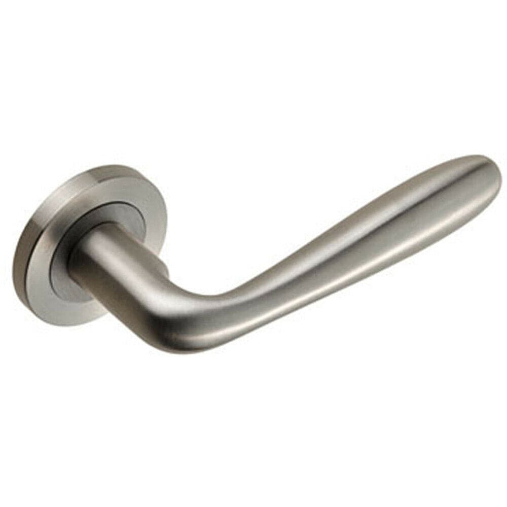 Loops PAIR Smooth Rounded Bar Handle on Round Rose Concealed Fix Satin Steel in Metallics