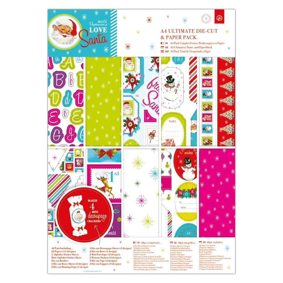 A4 Ultimate Die-cut & Paper Pack (48pk) - Love Santa - PMA 160954