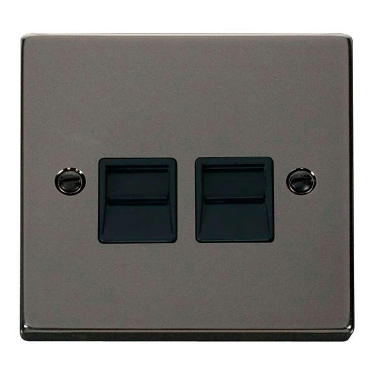 SE HOME Black Nickel Secondary Telephone Twin Socket Black Black Nickel