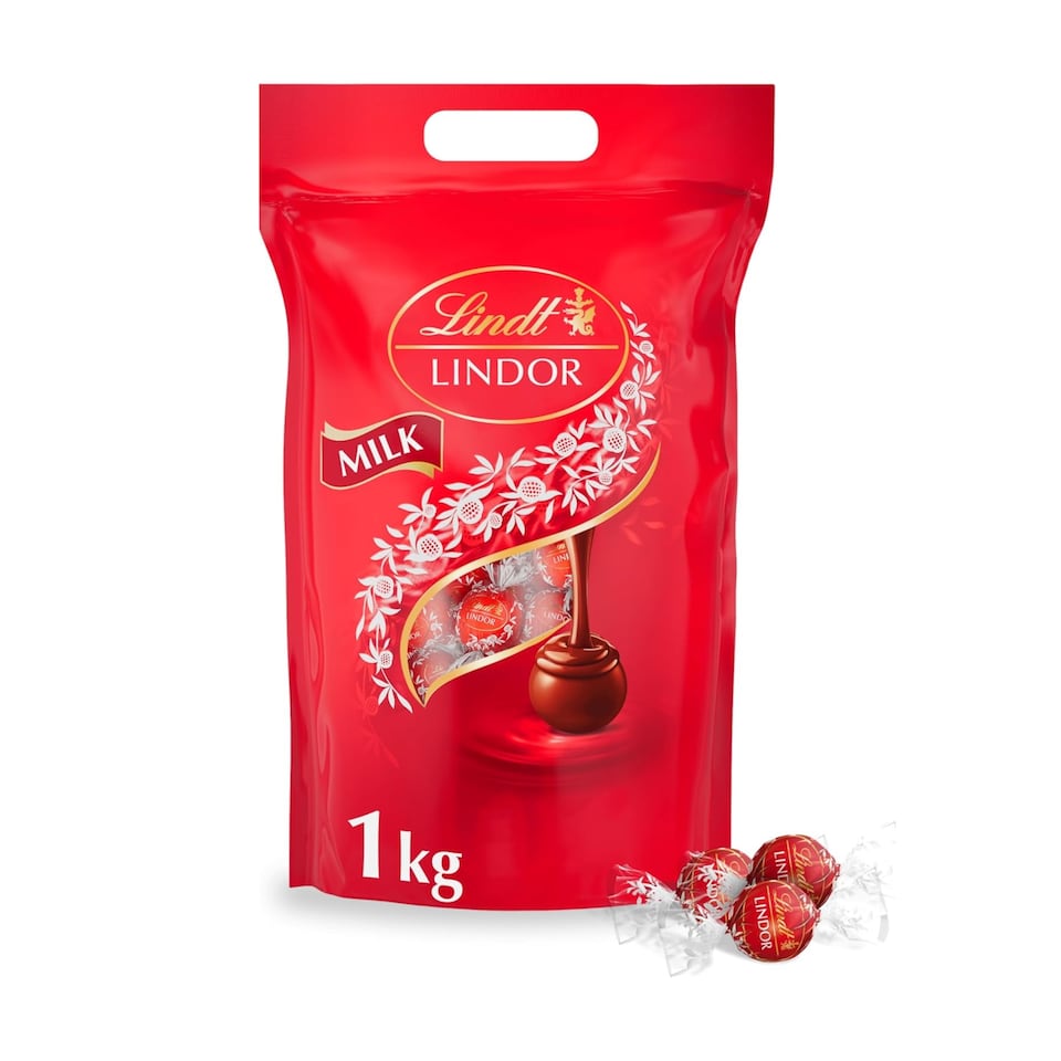 image 1 of Lindt Lindor Milk Chocolate Truffles – 1kg Bag (Approx. 80 Balls) – Smooth Filling – Halloween Treat, Christmas, Gift, Birthday, Congratulations