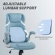 image 5 of Vinsetto Fabric Office Desk Chair w/ Adjustable Height Tilt Function Blue Blue | White accents