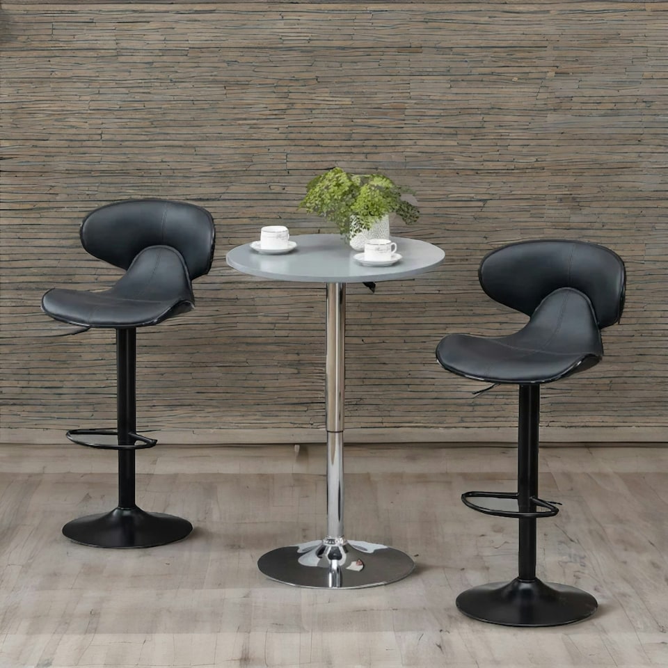 image 1 of Set Of 2 Grey Adjustable Swivel & Adjustable Height Grey