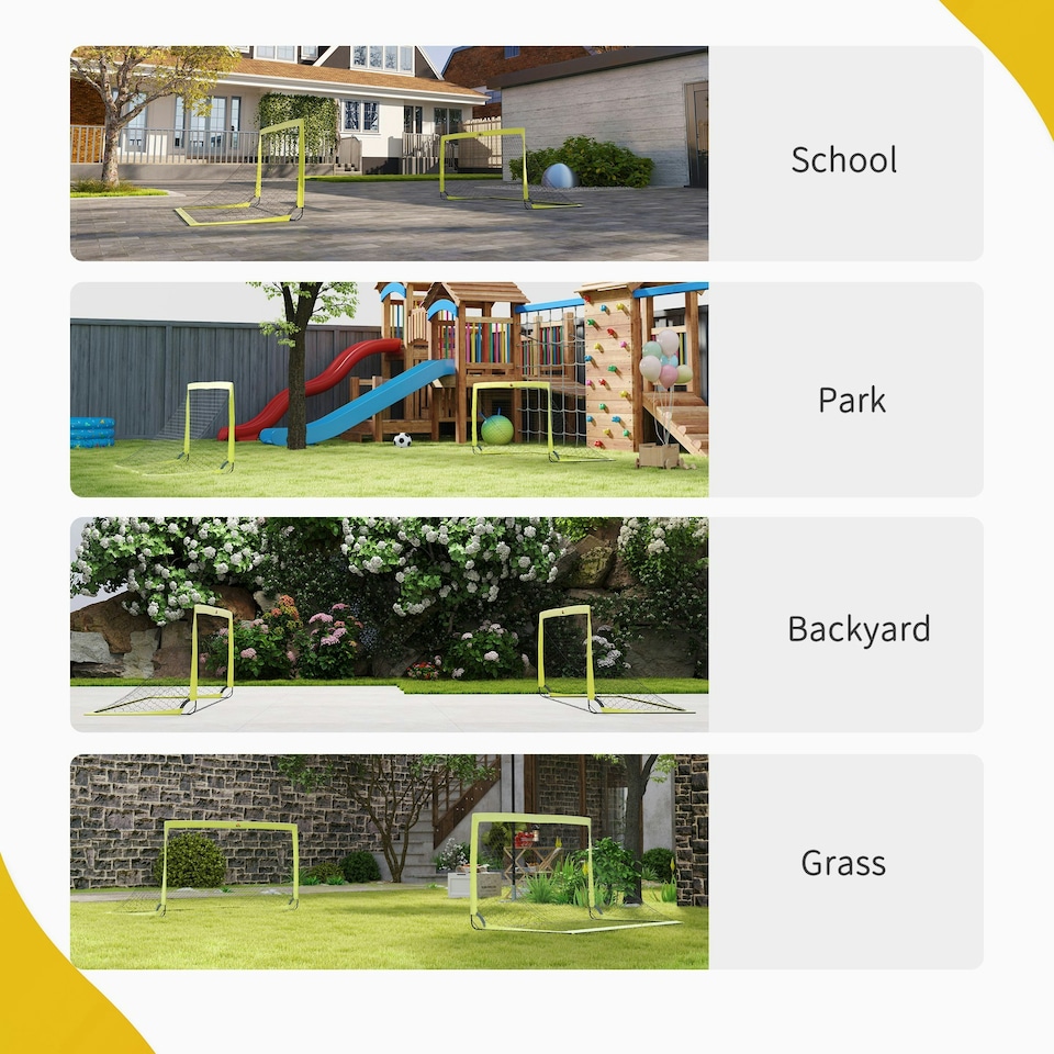 image 1 of HOMCOM Two Football Goal Nets, Football Equipment w/ Carry Bag, Yellow