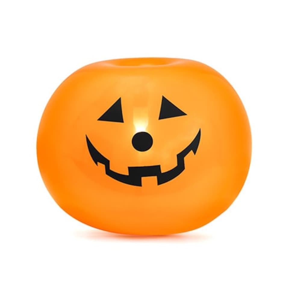 image 1 of Orange Pumpkin LED Light Up Halloween Round Latex Balloons - Pack of 5