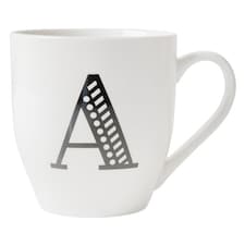 Black and White Initial Hugga Mug Assorted Letters 11cm | White | A - White | 1