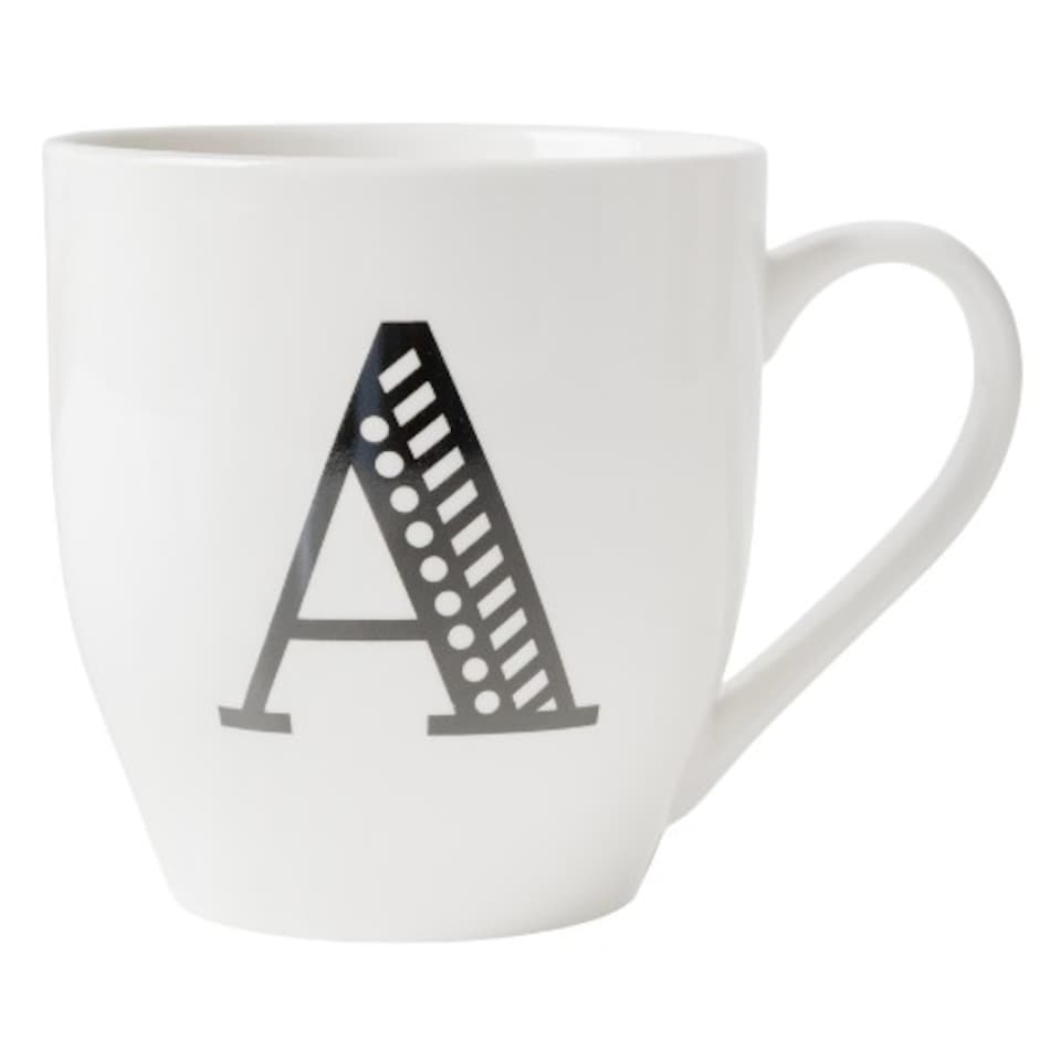 image 1 of Black and White Initial Hugga Mug Assorted Letters 11cm | White | A - White | 1