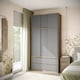 image 2 of 120cm 3 Sliding Doors Children Kids Wardrobe Bedroom Storage Closet Hanging Rail | Multi | Oak with Grey Doors | 1