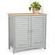 image 1 of VonHaus Shrewsbury Grey Bathroom Storage Cabinet with Wood Effect Top