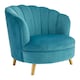 image 2 of Interiors by Premier Blue Velvet Scalloped Armchair, Supportive Armrest Lounge Chair, Easy to Clean Velvet Accent Chair
